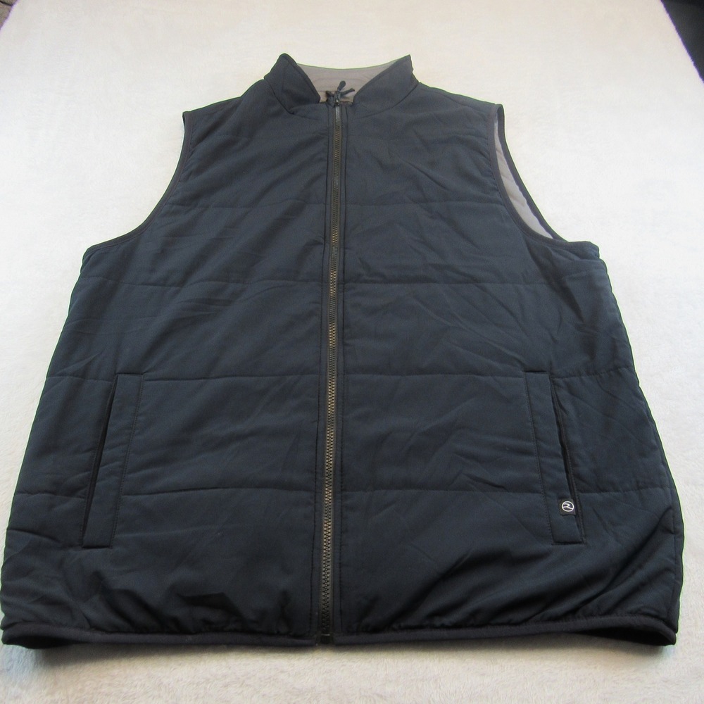 Reel Life Puffer Vest Mens XL Black Quilted Full Zip Sleeveless Jacket
